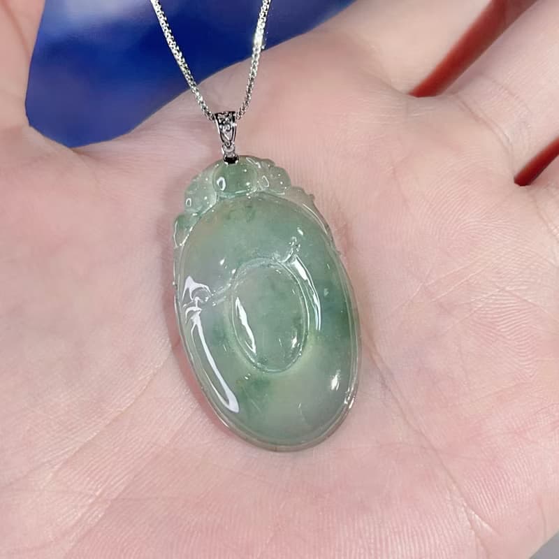 冰種飄花翡翠福貝項鍊 18K金 | 天然緬甸玉A貨翡翠 | 送禮