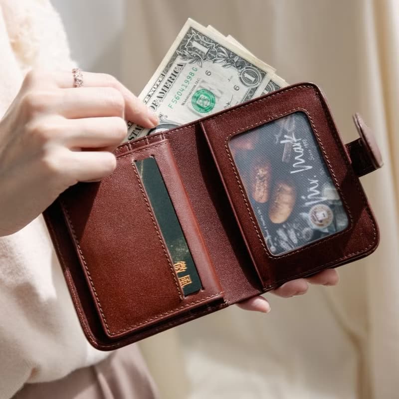 【女短夾錢包】真皮零錢包女短夾 / 皮夾錢包 / 植鞣革牛皮錢包