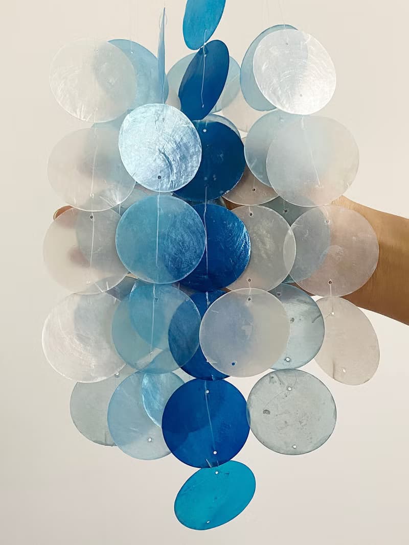 DIY-KIT | Danish Mansion_Blue Circle |Capiz Shell Wind Chime Mobile | #0-335