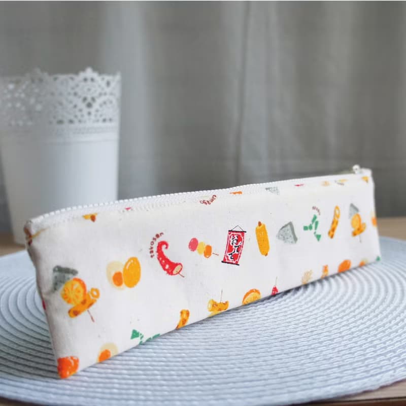 Lovely【日本布】黑輪串燒餐具袋、筆袋、米底、23-24公分筷子&C