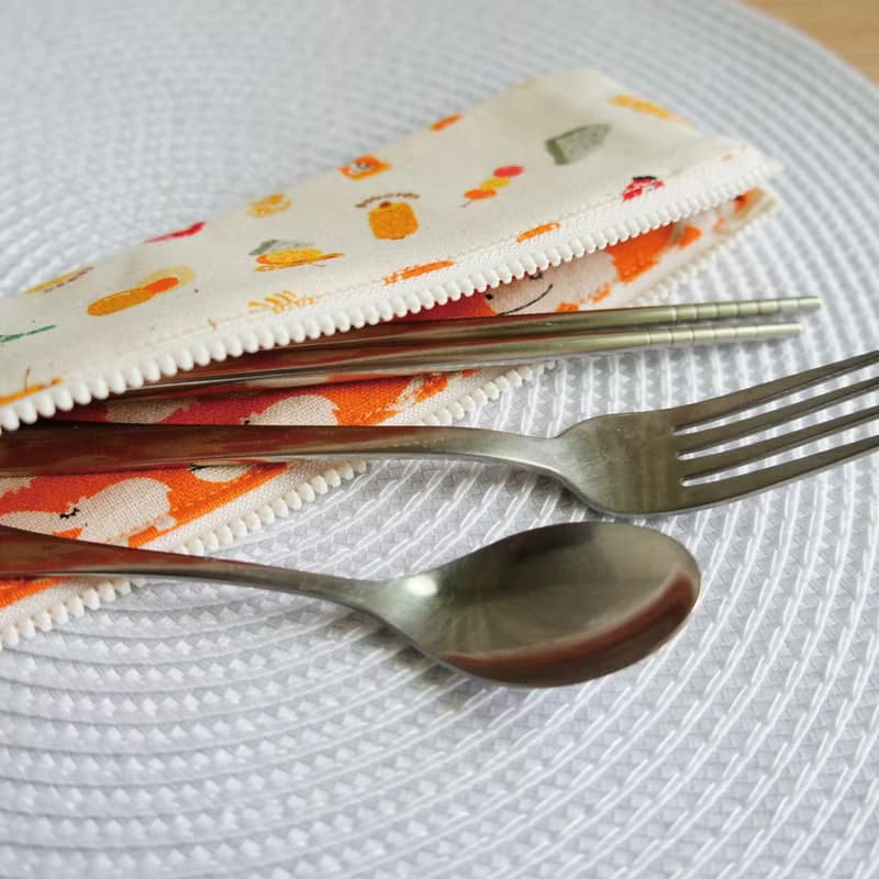 Lovely【日本布】黑輪串燒餐具袋、筆袋、米底、23-24公分筷子&C