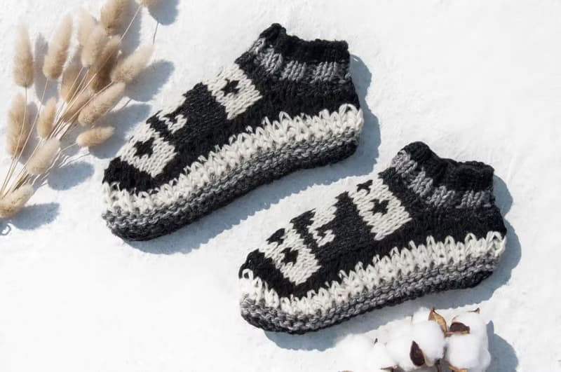 歐洲風鉤織襪 手織純羊毛針織襪/內刷毛條紋襪/羊毛鉤織長襪/保暖毛襪 聖誕禮物 情人節禮物 交換禮物 生日禮物-簡約日本