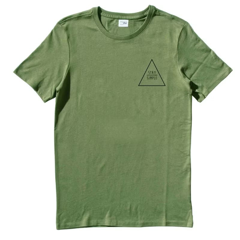 左胸 STAY SIMPLE Triangle 短袖T恤 軍綠色 保持簡單三角型 幾何