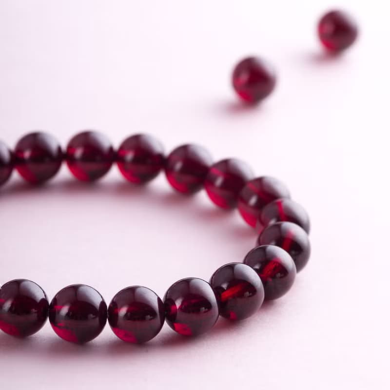 5A 石榴石粉水晶手鍊 | 925純銀天然水晶手鏈