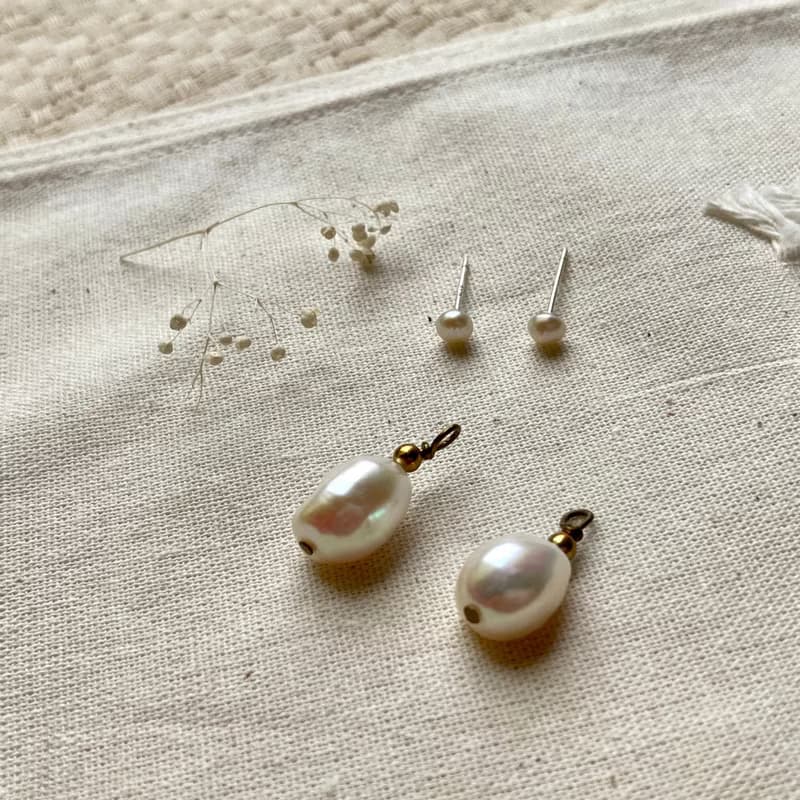 老林雜貨 | 兩戴式珍珠耳環 (針式 / 夾式)