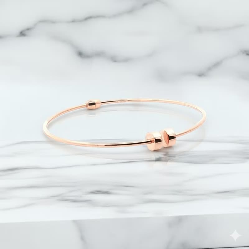 【輕盈質感】18K玫瑰金手鐲  | 優雅幾何  Oval設計