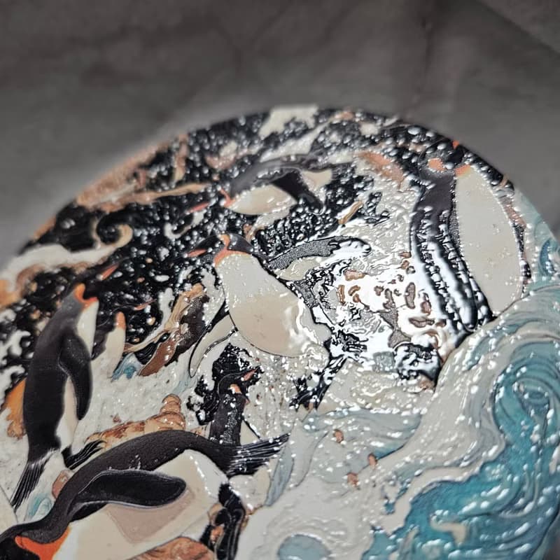 狂歡企鵝-晶雕陶瓷吸水杯墊