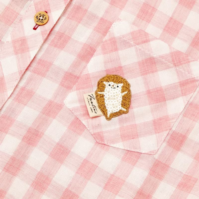 秋裝∣經典刺繡格紋洋裝(粉)