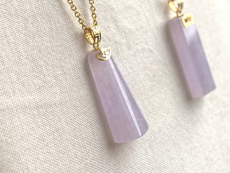 18K金 天然冰種翡翠 緬甸玉紫羅蘭翡翠平安無事排 冰豆 14KGB項鍊