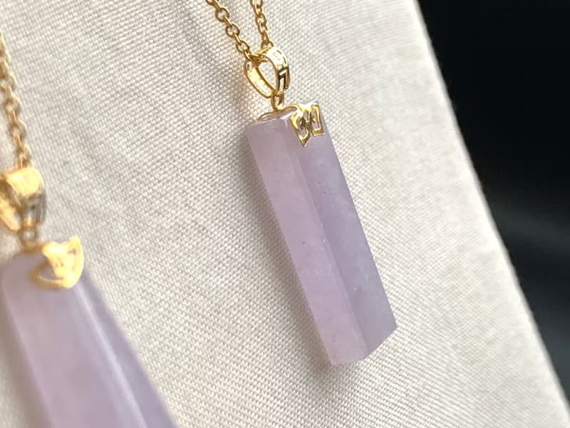 18K金 天然冰種翡翠 緬甸玉紫羅蘭翡翠平安無事排 冰豆 14KGB項鍊