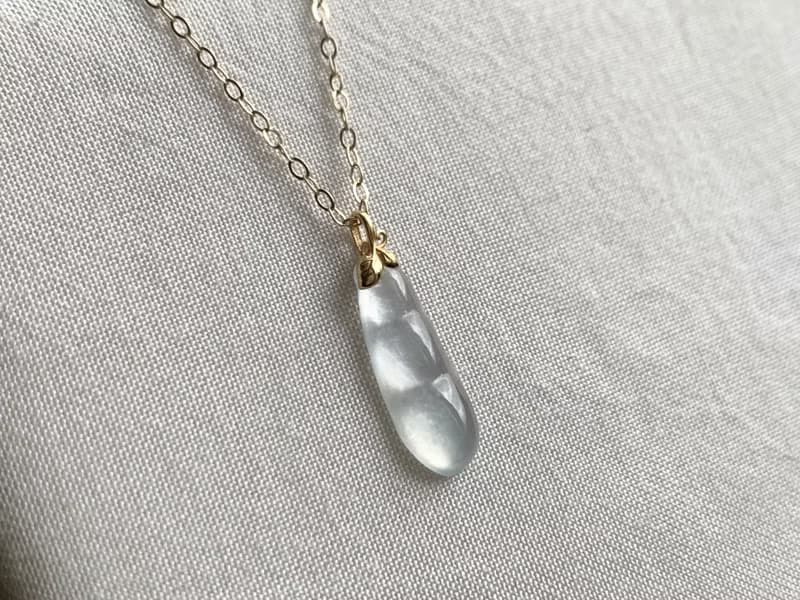 18K金 天然冰種翡翠 緬甸玉紫羅蘭翡翠平安無事排 冰豆 14KGB項鍊