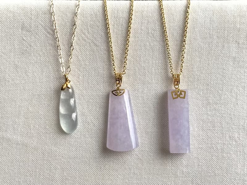 18K金 天然冰種翡翠 緬甸玉紫羅蘭翡翠平安無事排 冰豆 14KGB項鍊