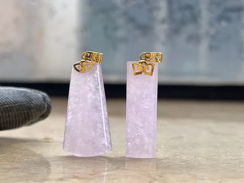 18K金 天然冰種翡翠 緬甸玉紫羅蘭翡翠平安無事排 冰豆 14KGB項鍊