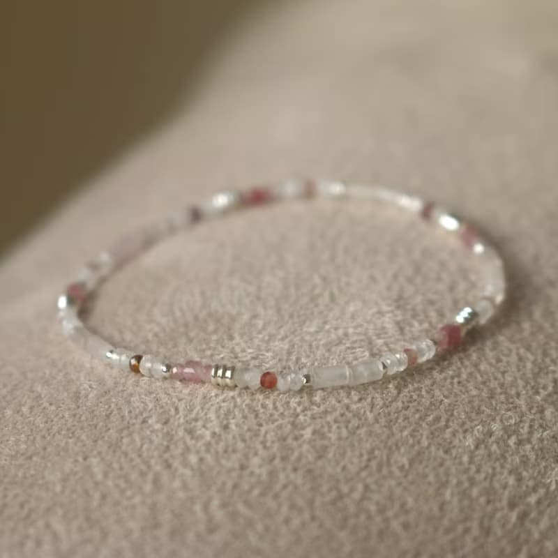 彈性 手環 紅寶石 月光石 天然石 - 惡作劇 -