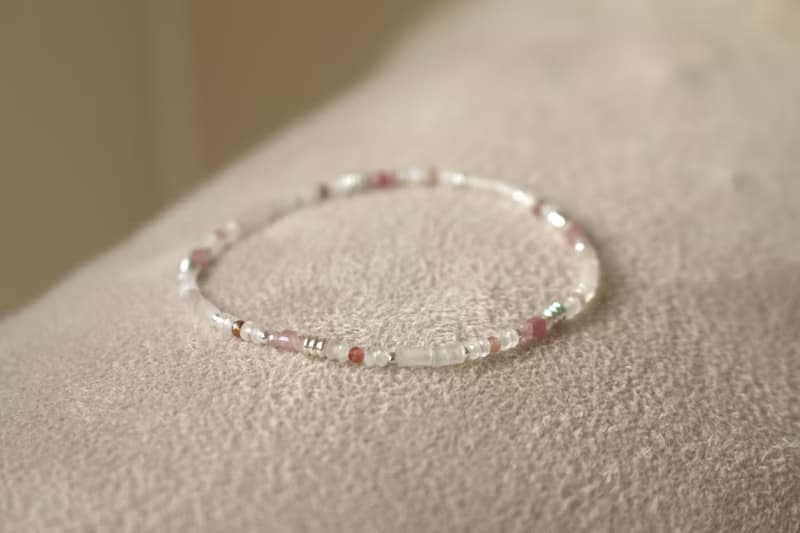 彈性 手環 紅寶石 月光石 天然石 - 惡作劇 -