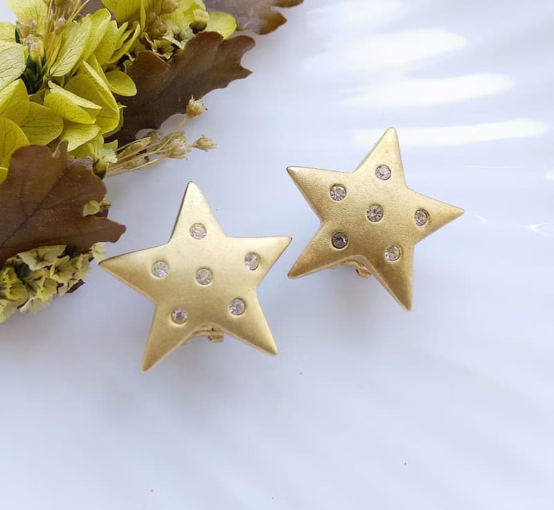 Vintage Jewelry 西洋古董飾品 啞光 精巧星星 針式耳環