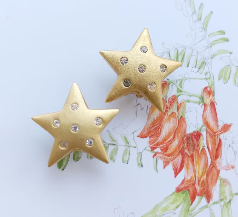 Vintage Jewelry 西洋古董飾品 啞光 精巧星星 針式耳環