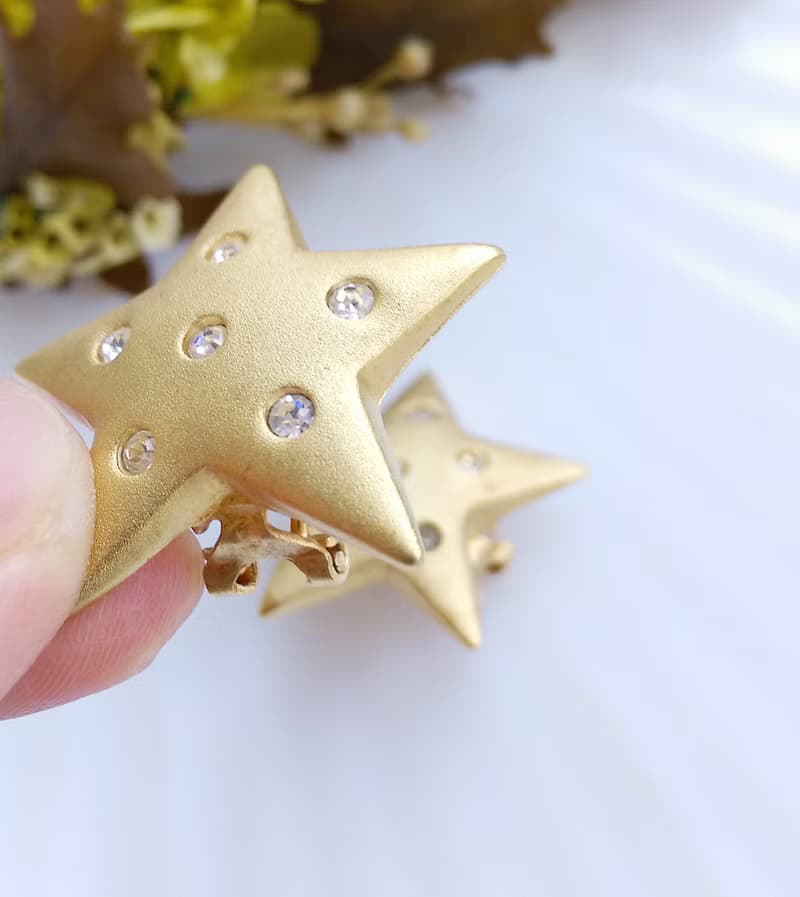 Vintage Jewelry 西洋古董飾品 啞光 精巧星星 針式耳環