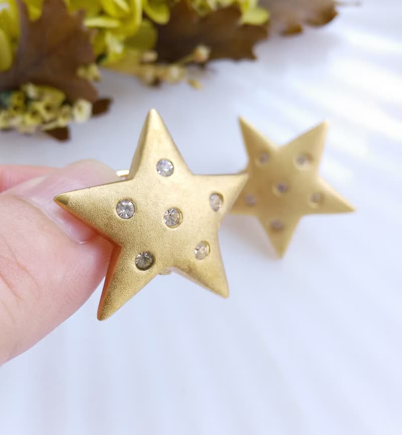 Vintage Jewelry 西洋古董飾品 啞光 精巧星星 針式耳環
