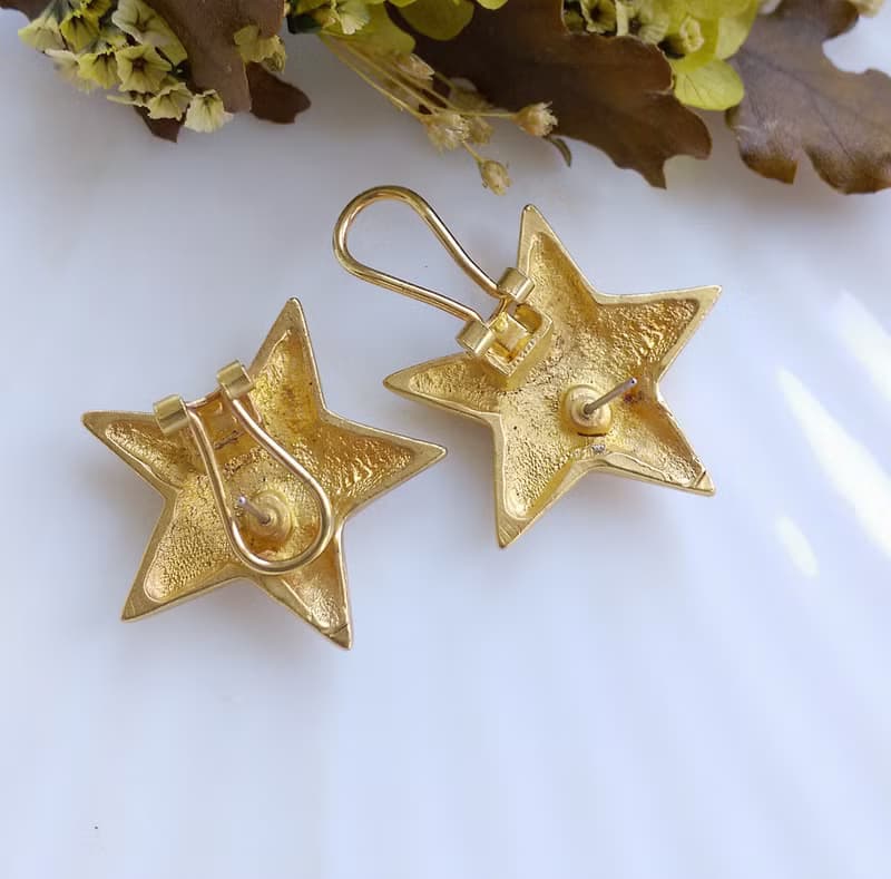 Vintage Jewelry 西洋古董飾品 啞光 精巧星星 針式耳環