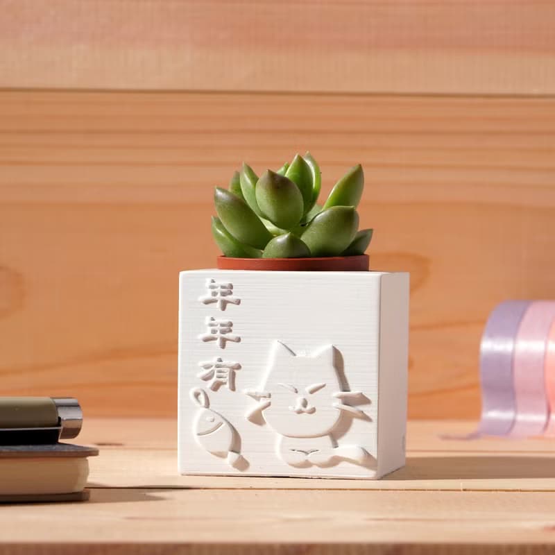 年年有餘 | 多肉植物水泥盆栽 | 可愛祝福 辦公室療癒小物