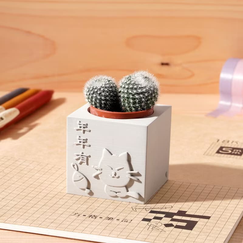 年年有餘 | 多肉植物水泥盆栽 | 可愛祝福 辦公室療癒小物