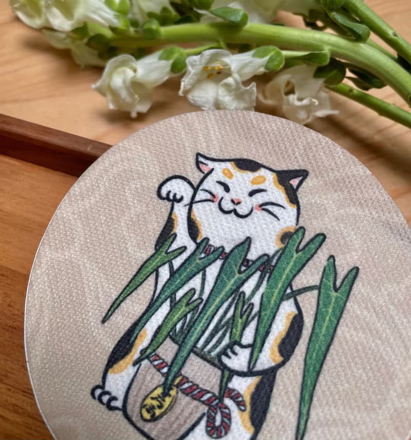 聖靈蔓綠絨招財貓 防水布貼