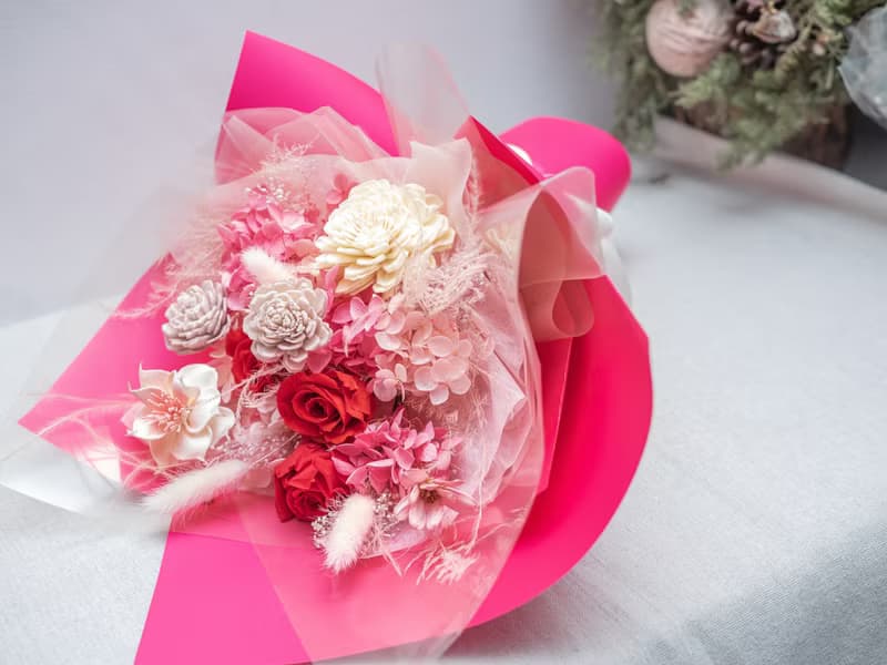 緋紅絮語-情人節永生玫瑰花束