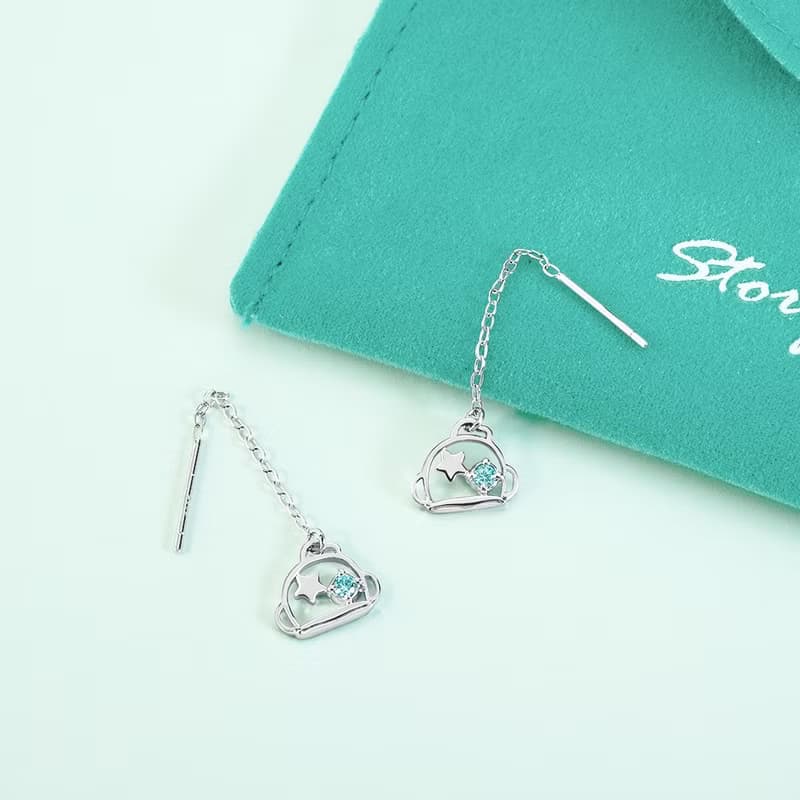 Hello Hangyodon系列-人魚漢頓線框晶鑽純銀耳環