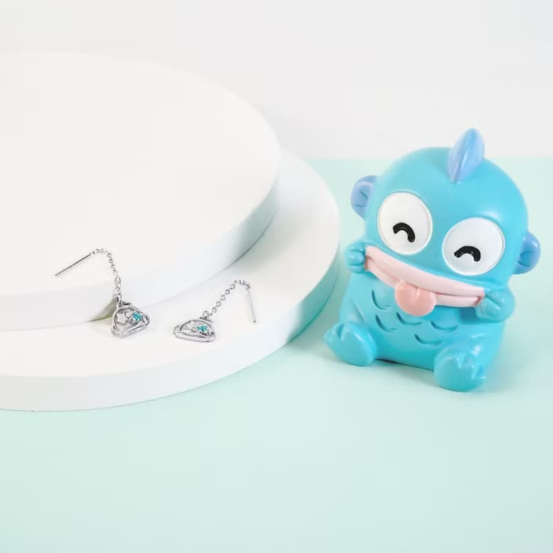 Hello Hangyodon系列-人魚漢頓線框晶鑽純銀耳環