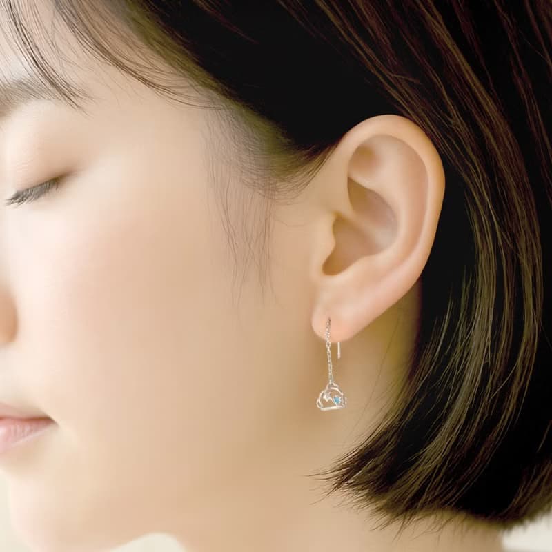 Hello Hangyodon系列-人魚漢頓線框晶鑽純銀耳環