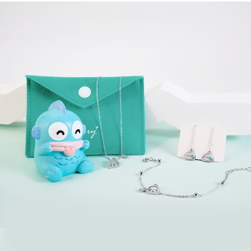 Hello Hangyodon系列-人魚漢頓線框晶鑽純銀耳環