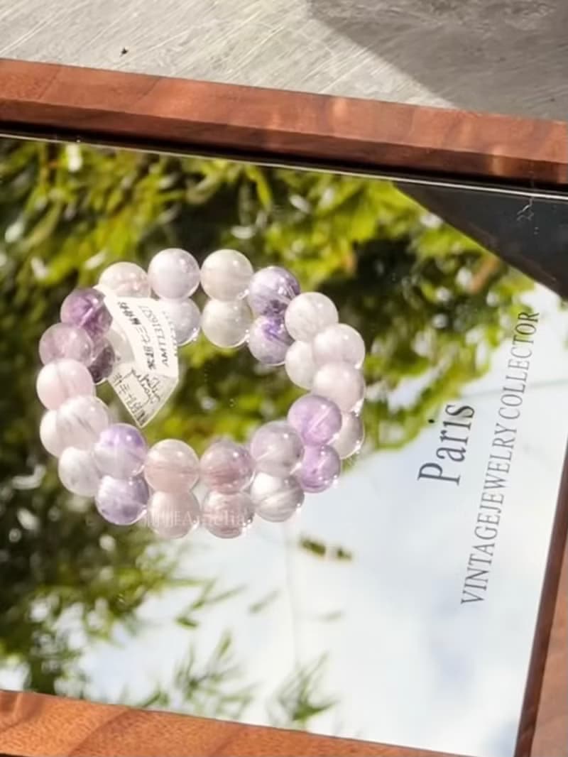 觀照洞見丨九紫離火運丨透體含草莓籽帶彩虹高品超七紫水晶手串