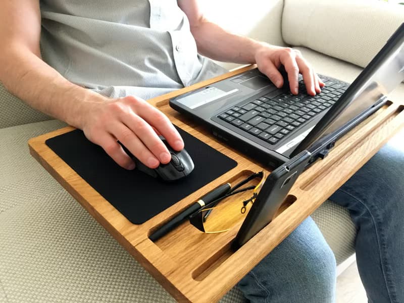 Lap desk Oak wood laptop stand First fathers day gift Mobile workstation