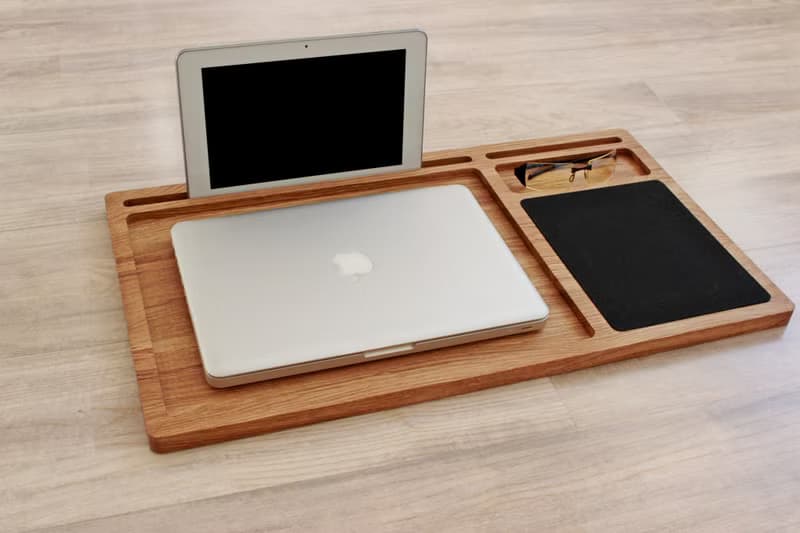 Lap desk Oak wood laptop stand First fathers day gift Mobile workstation