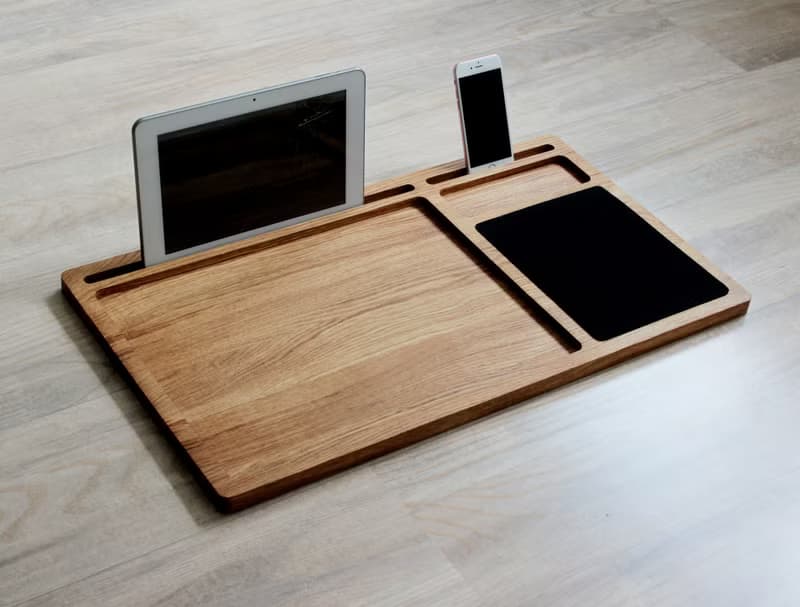 Lap desk Oak wood laptop stand First fathers day gift Mobile workstation