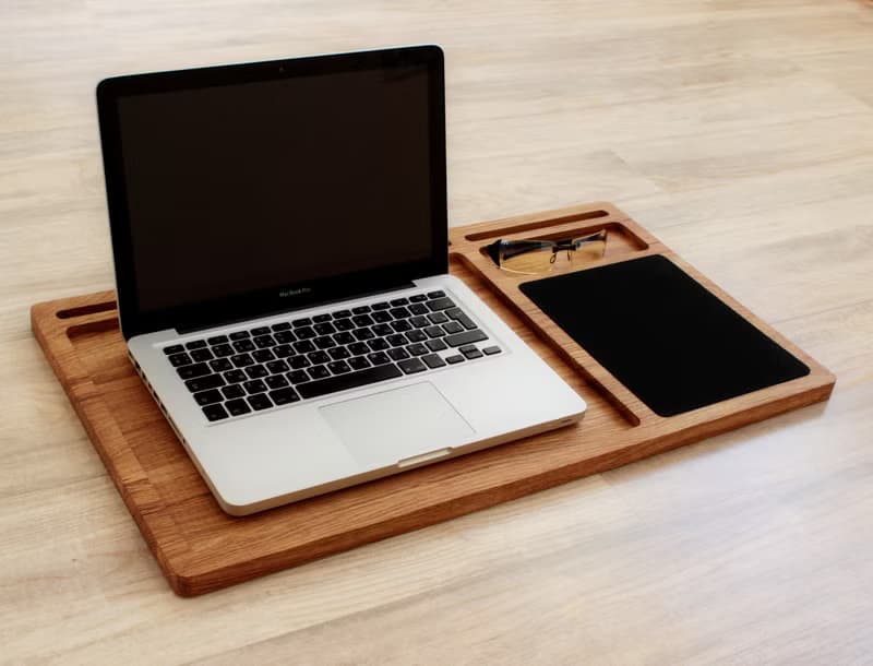 Lap desk Oak wood laptop stand First fathers day gift Mobile workstation