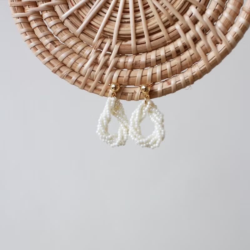 串珠耳飾_白色圈圈/珍珠白/beading earing