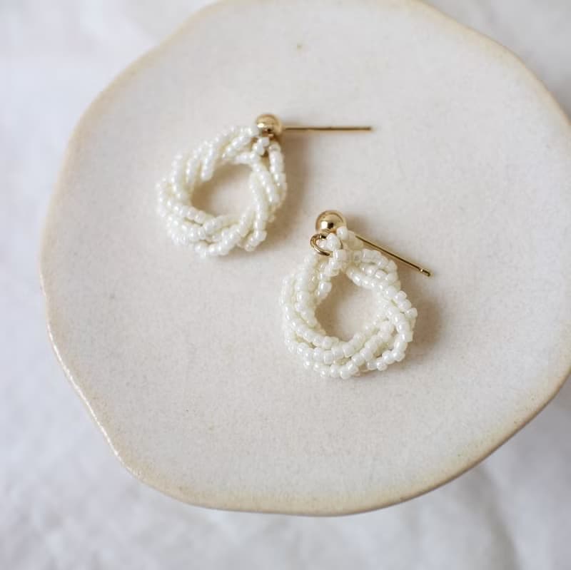 串珠耳飾_白色圈圈/珍珠白/beading earing