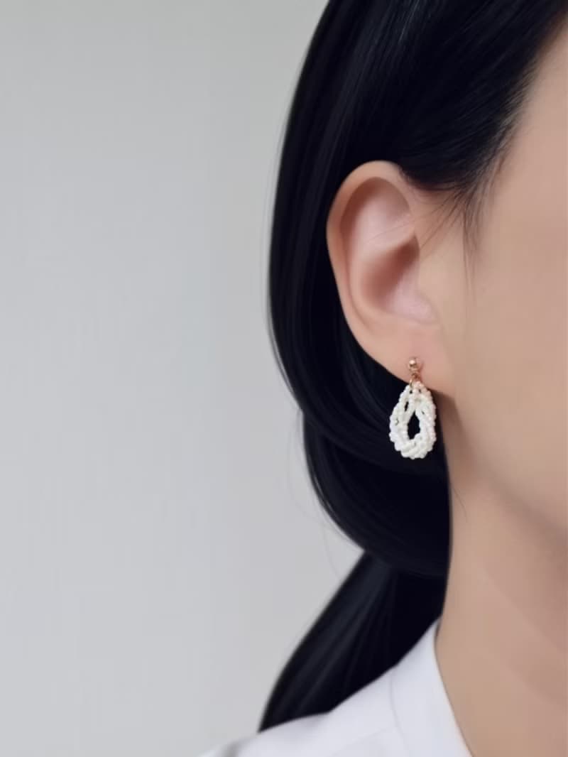 串珠耳飾_白色圈圈/珍珠白/beading earing