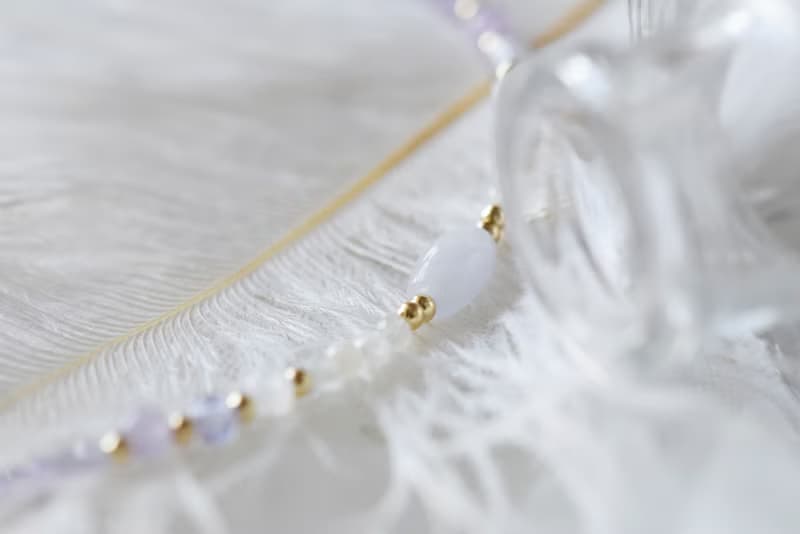 初見。紫水晶 紫玉 白月亮石 月亮石 14K包金 天然石水晶 手鍊