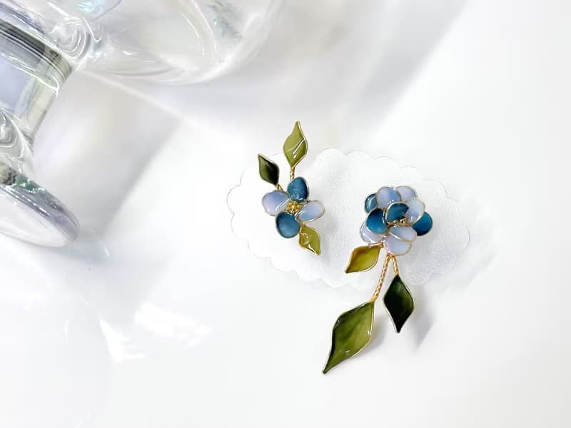 耳針x耳夾水晶花_拾花(藍)_光點飾品