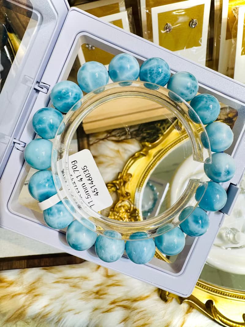 精品濃色藍拉利瑪海紋石11.5mm41.70g緩解脾氣內心壓力緊張壓力