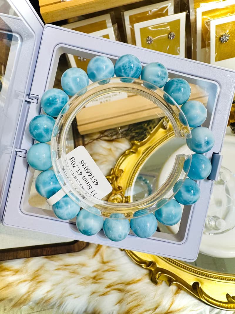 精品濃色藍拉利瑪海紋石11.5mm41.70g緩解脾氣內心壓力緊張壓力