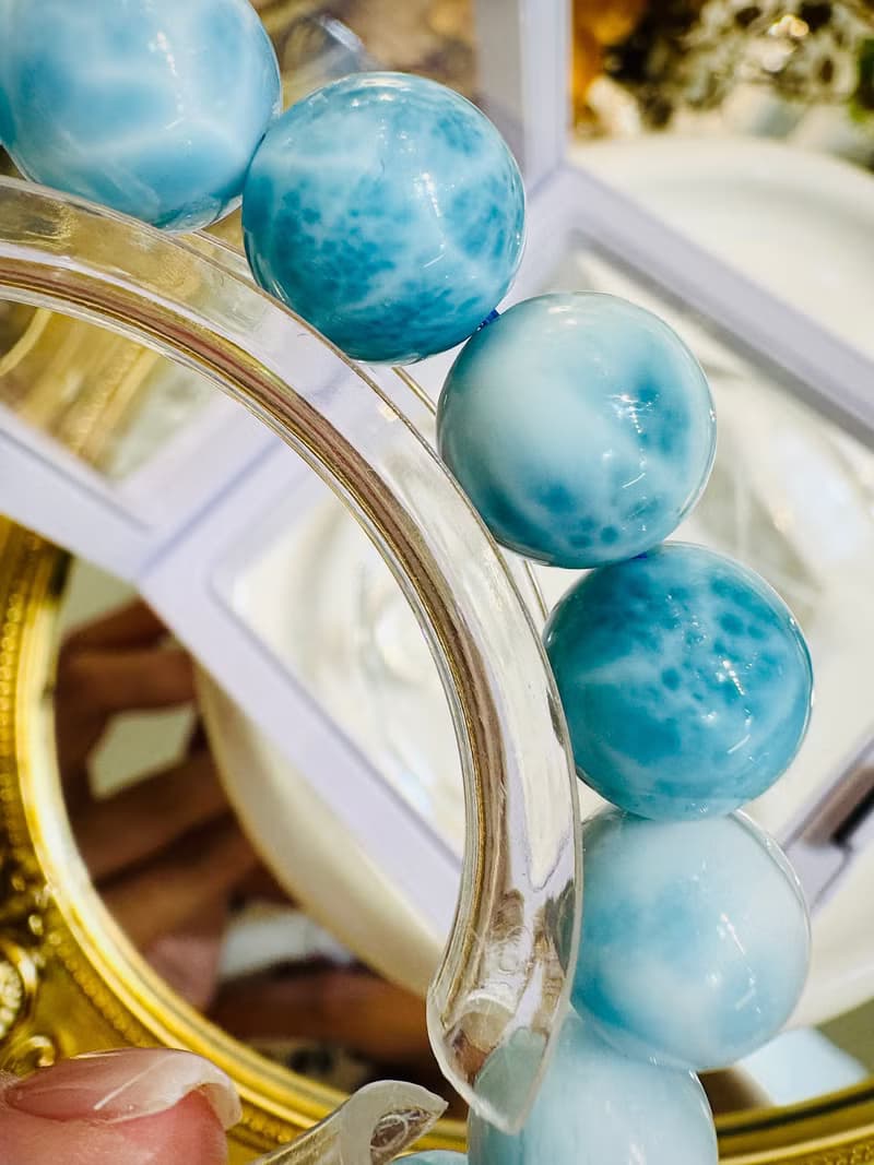 精品濃色藍拉利瑪海紋石11.5mm41.70g緩解脾氣內心壓力緊張壓力