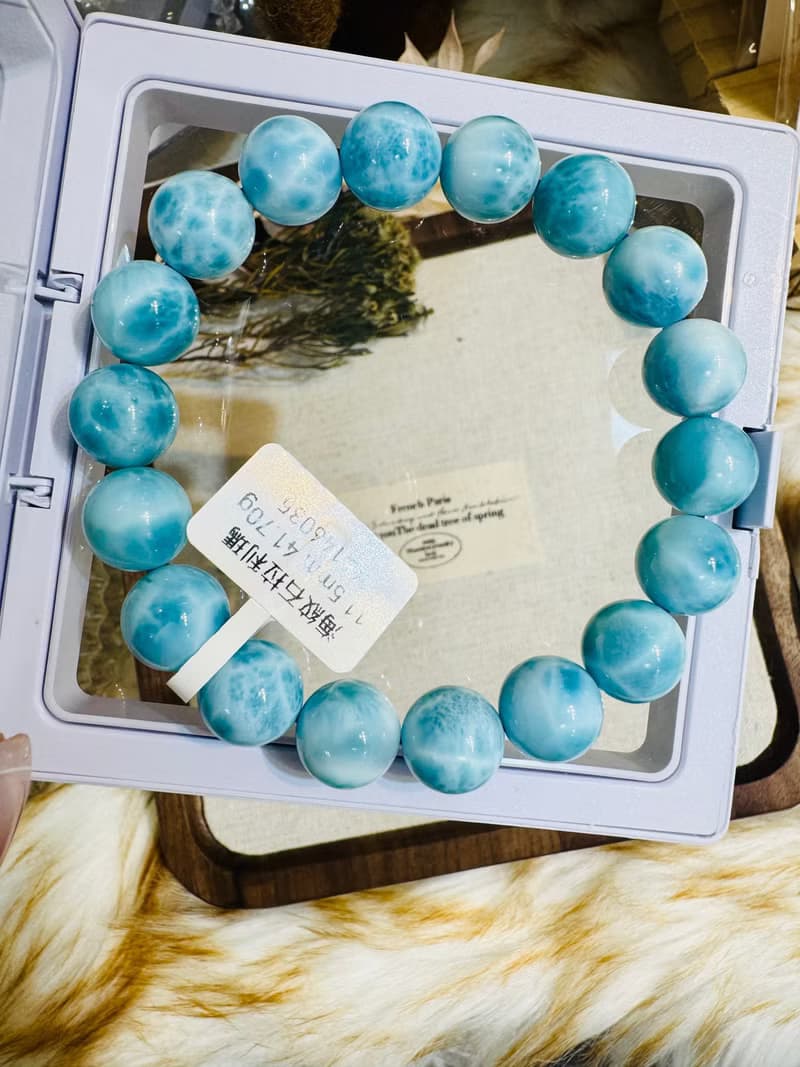 精品濃色藍拉利瑪海紋石11.5mm41.70g緩解脾氣內心壓力緊張壓力