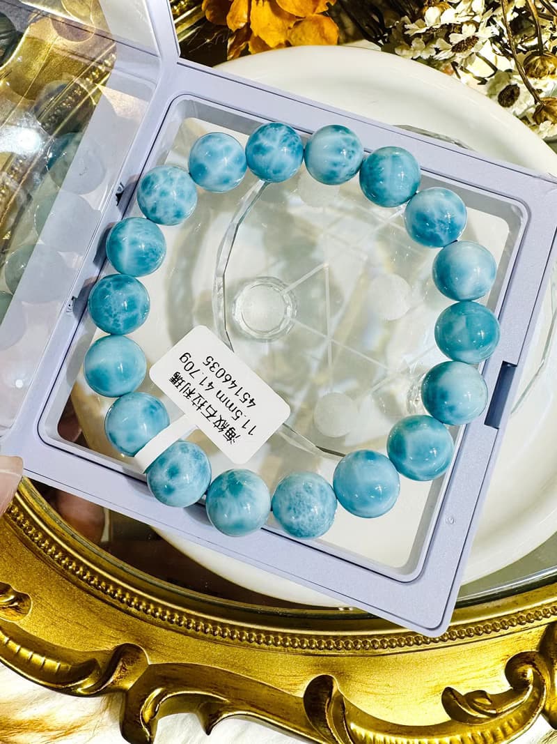 精品濃色藍拉利瑪海紋石11.5mm41.70g緩解脾氣內心壓力緊張壓力