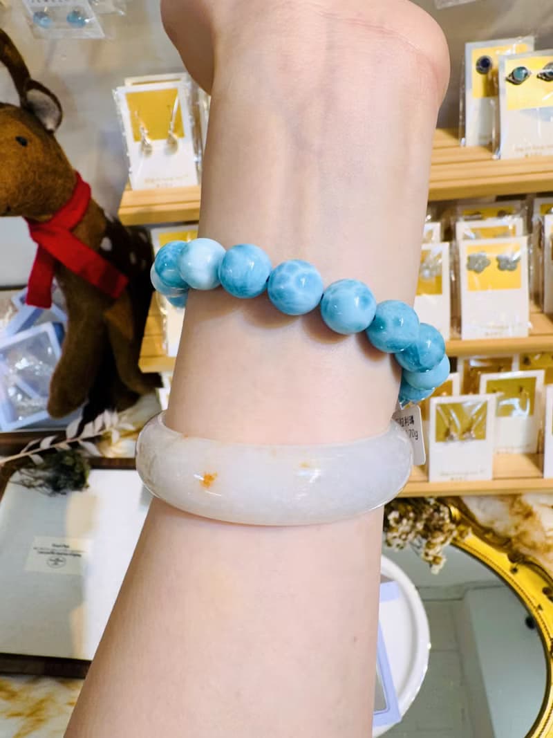 精品濃色藍拉利瑪海紋石11.5mm41.70g緩解脾氣內心壓力緊張壓力