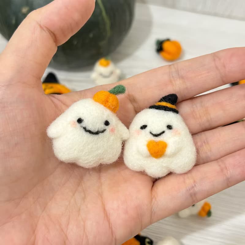 【萬聖節限定】南瓜黑貓幽靈羊毛氈娃娃 鑰匙圈 髮夾 療癒 送禮