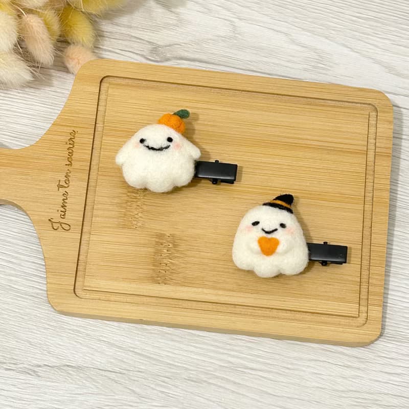 【萬聖節限定】南瓜黑貓幽靈羊毛氈娃娃 鑰匙圈 髮夾 療癒 送禮